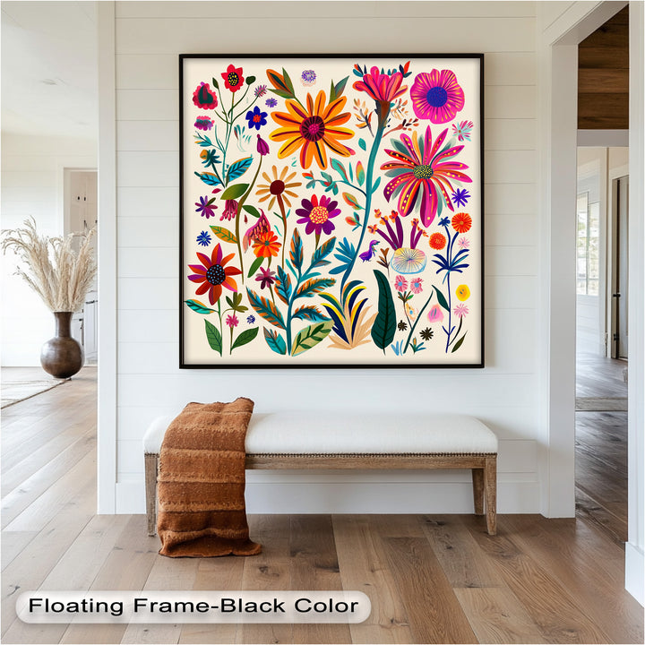 Wild Bloom Symphony – Vibrant Botanical Oil Painting