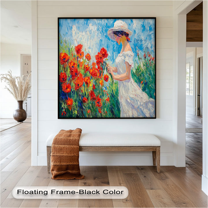 Lady Among Poppies – Impressionist Garden Stroll Oil Painting
