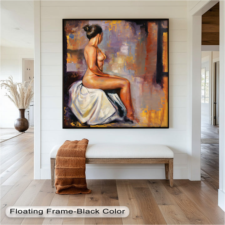 Poised in Silence – Figurative Nude Abstract Oil Painting