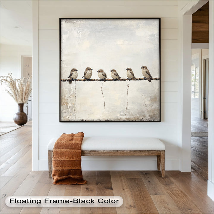 Six Birds in Stillness – Animal Oil Painting