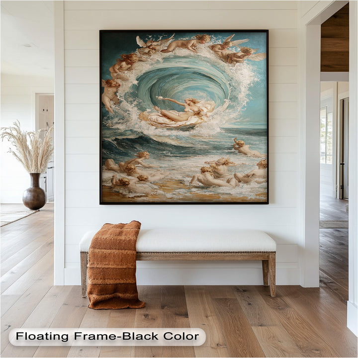 Birth of the Wave – Mythological Goddess and Cherubs Oil Painting