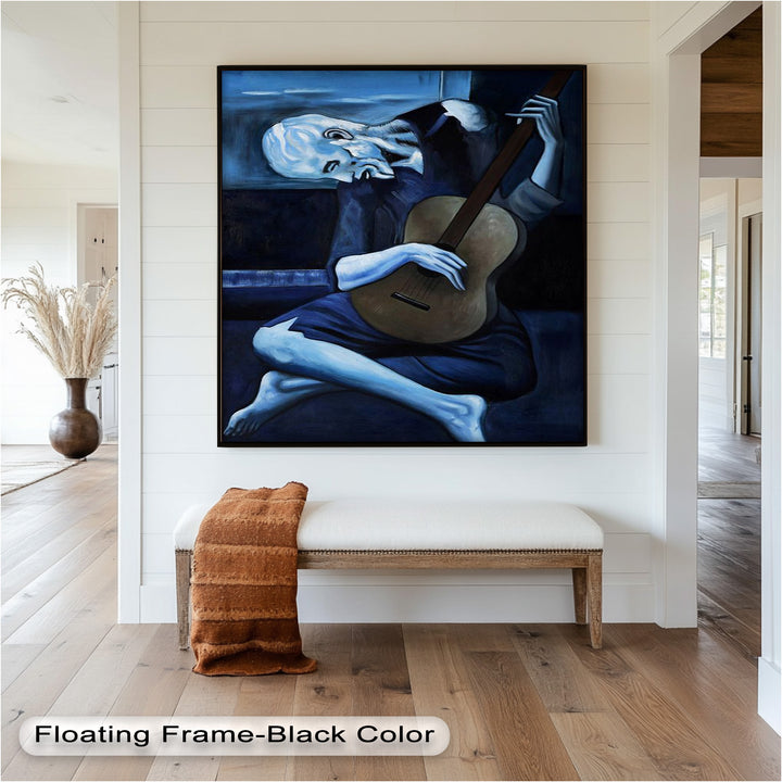 Melancholy Strings – Blue Period-Inspired Guitarist Oil Painting