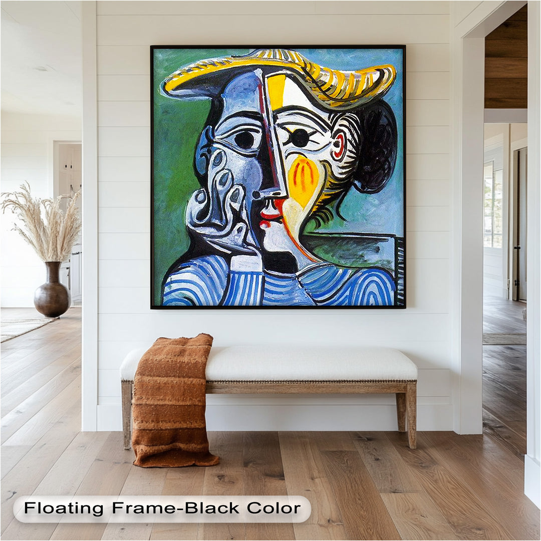 Striped Elegance – Picasso Cubist Portrait Oil Painting