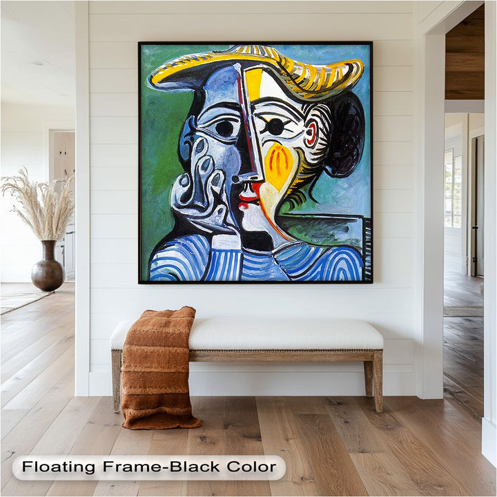 Striped Elegance – Picasso Cubist Portrait Oil Painting