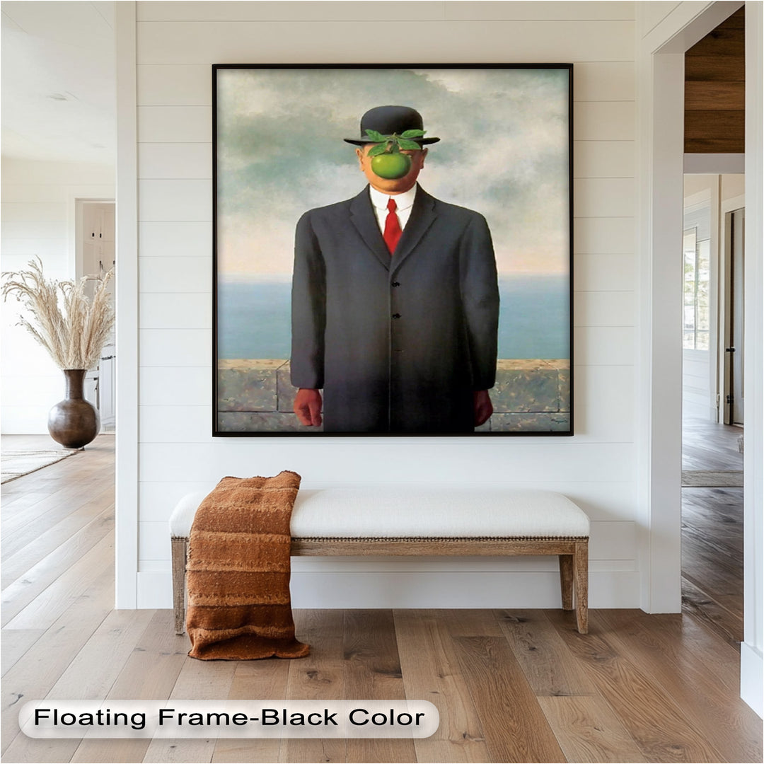 The Hidden Face – Surrealist Gentleman with Green Apple Oil Painting