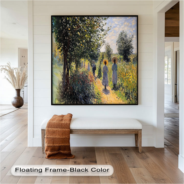 Afternoon Stroll – Sun-Dappled Garden Walk Oil Painting