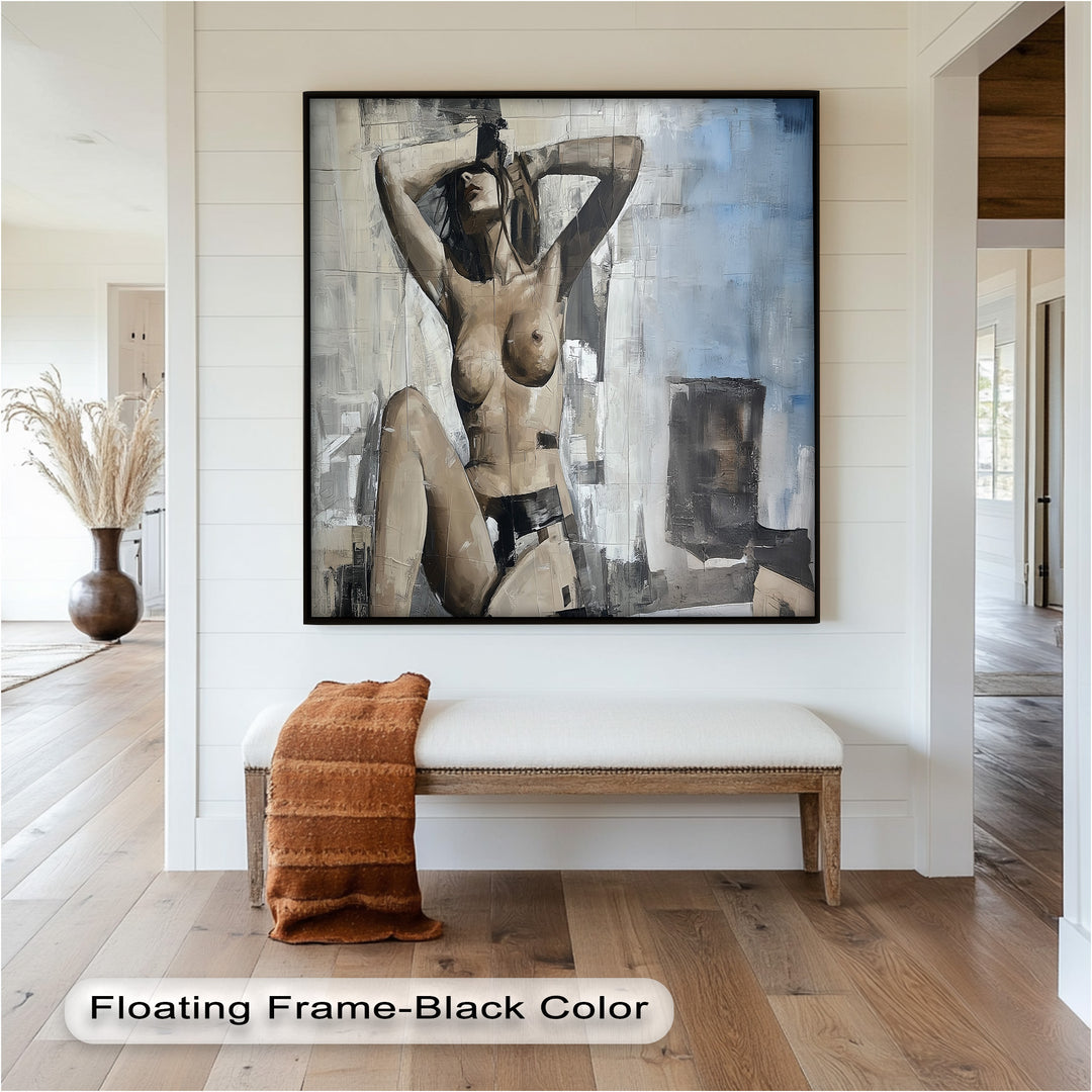 Urban Solitude – Contemporary Nude Oil Painting in Monochrome Hues