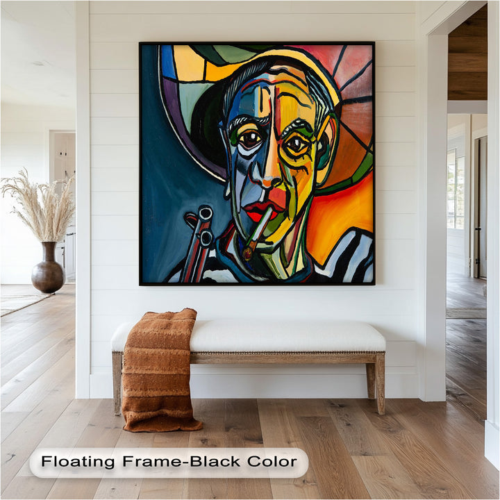 Rebel's Gaze – Bold Cubist Portrait Picasso Oil Painting