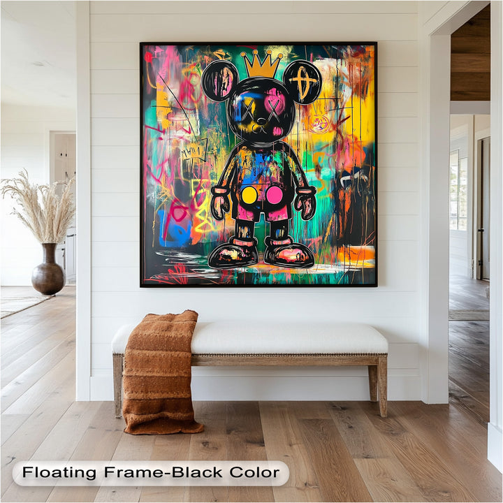 Crowned Chaos – Neon Royal KAWS Oil Painting