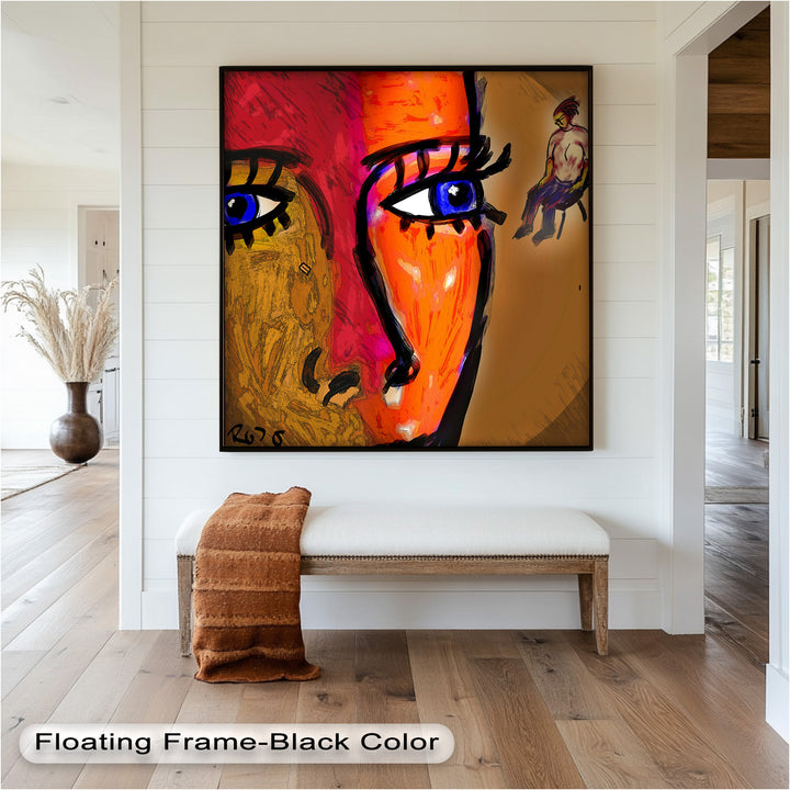 Vivid Gaze – Abstract Expressionist Portrait Oil Painting