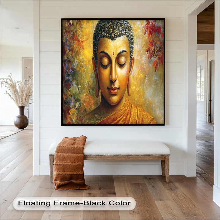 Buddha Portrait Wall Art – Framed Oil Painting