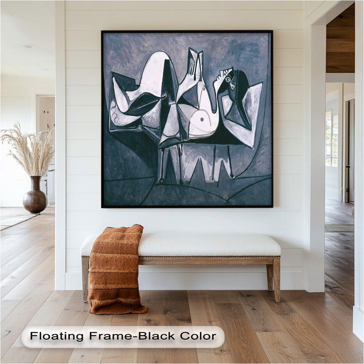 Geometry of Stillness – Monochrome Reclining Picasso Oil Painting