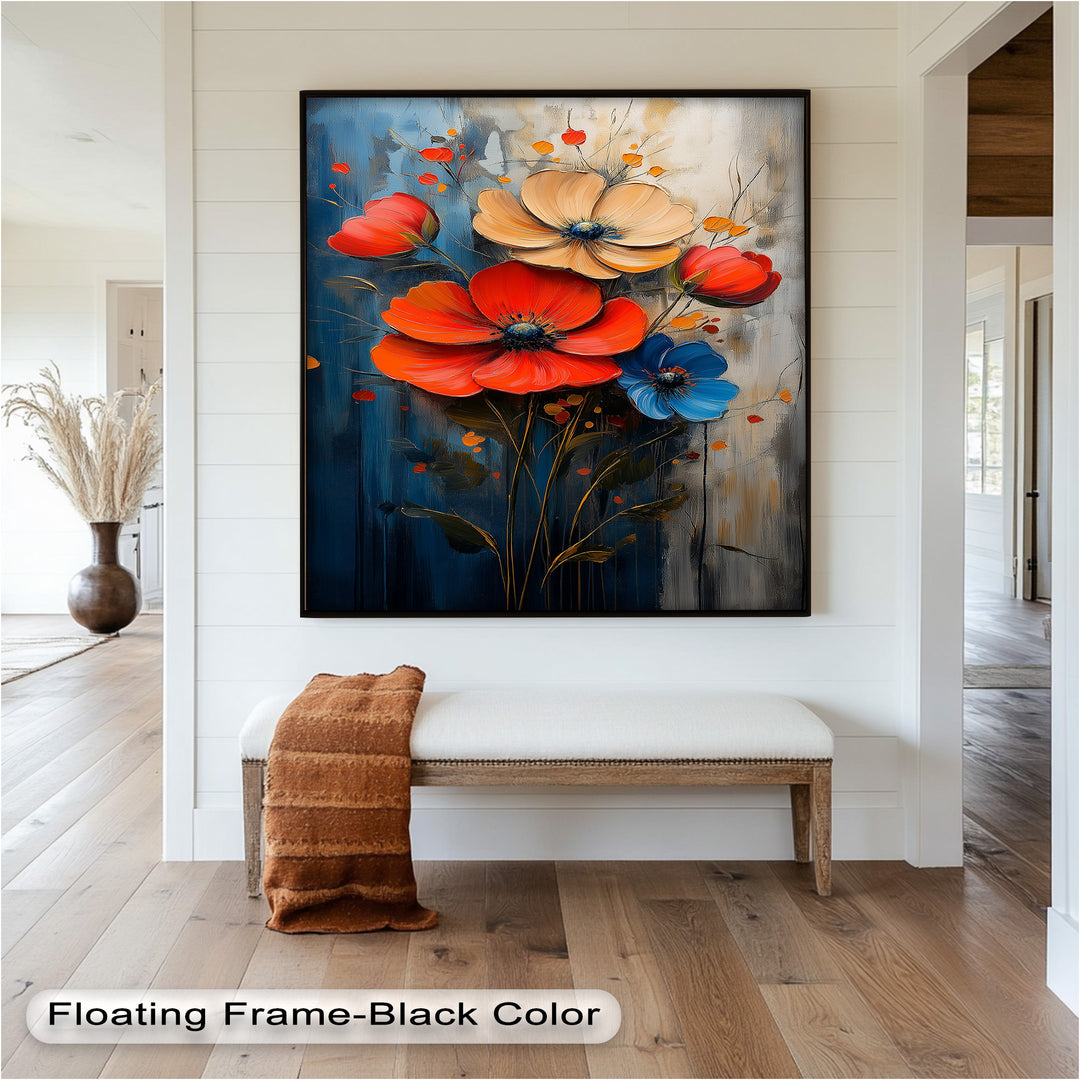 Colorburst Petals – Bold Poppy Bouquet Flower Oil Painting
