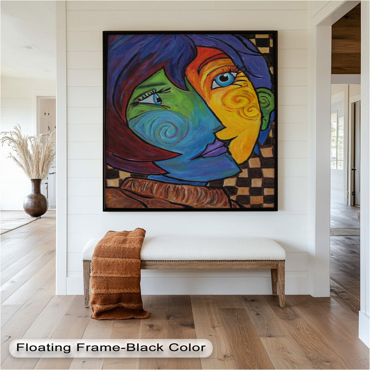 Dual Emotions – Vibrant Abstract Portrait Picasso Oil Painting