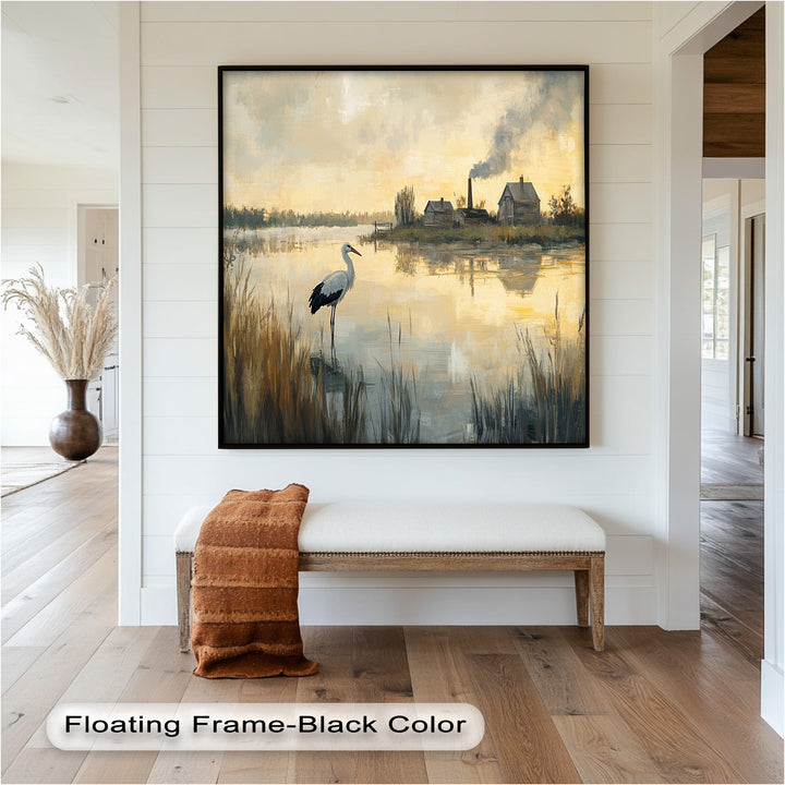 Stork at Dusk – Animal Oil Painting