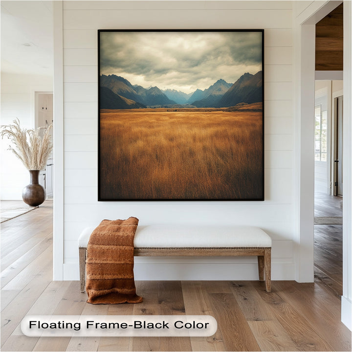 Ölgemälde Golden Meadow – Majestätische Berglandschaft