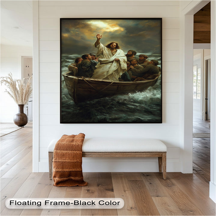 Jesus Calming the Storm Wall Art – Religious Oil Painting