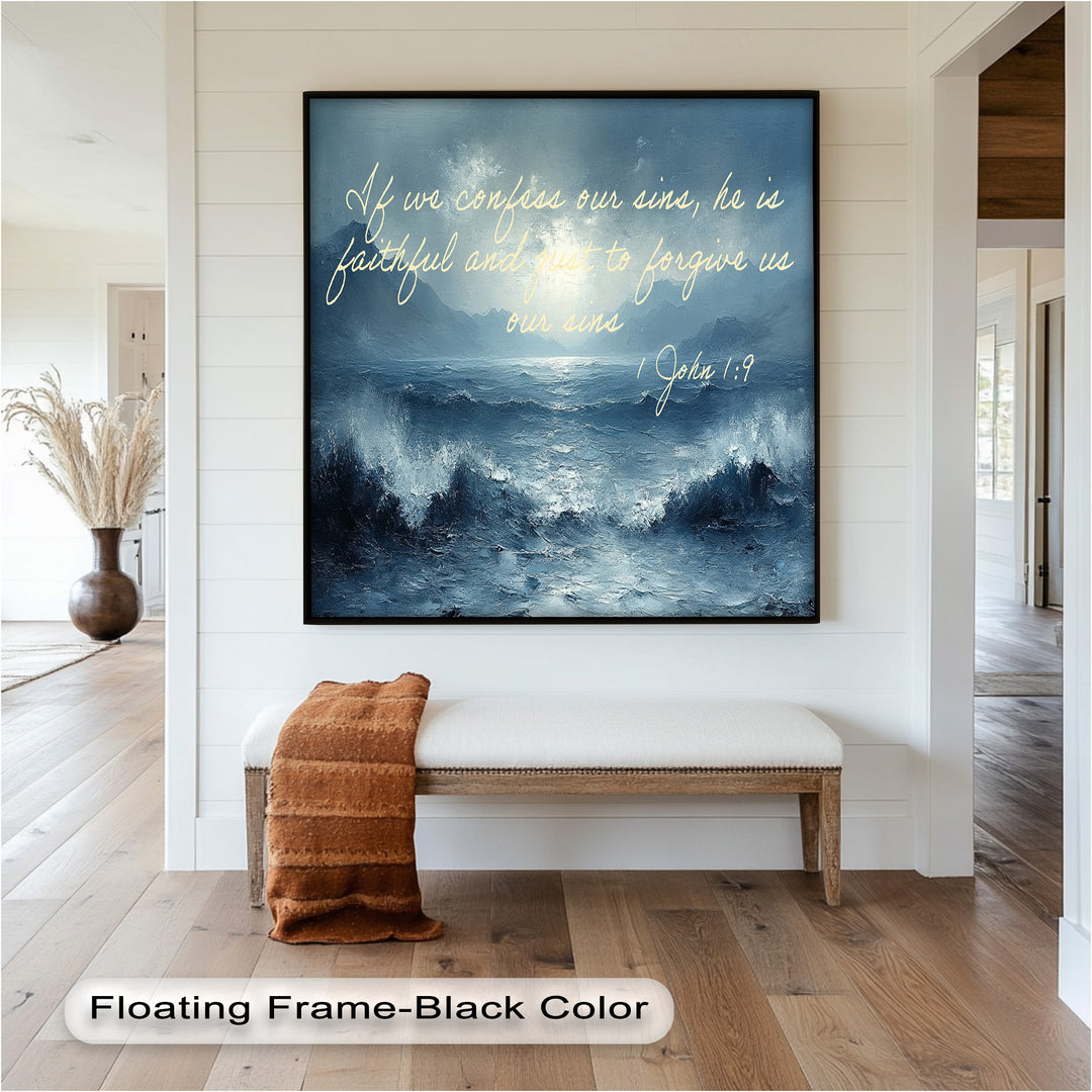 Biblical-themed ocean scene conveying God’s faithfulness amidst life’s storms.
