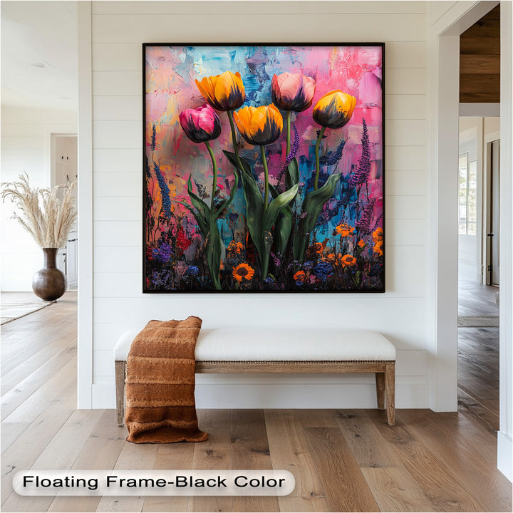 Colorful Tulip Garden - Flower Oil Painting
