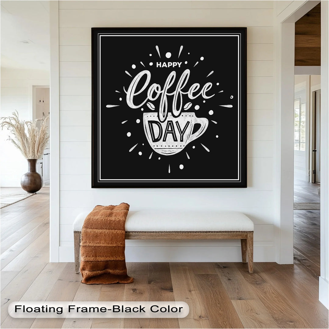 Happy Coffee Day – Fun Typography Oil Painting - MyPhotoStation