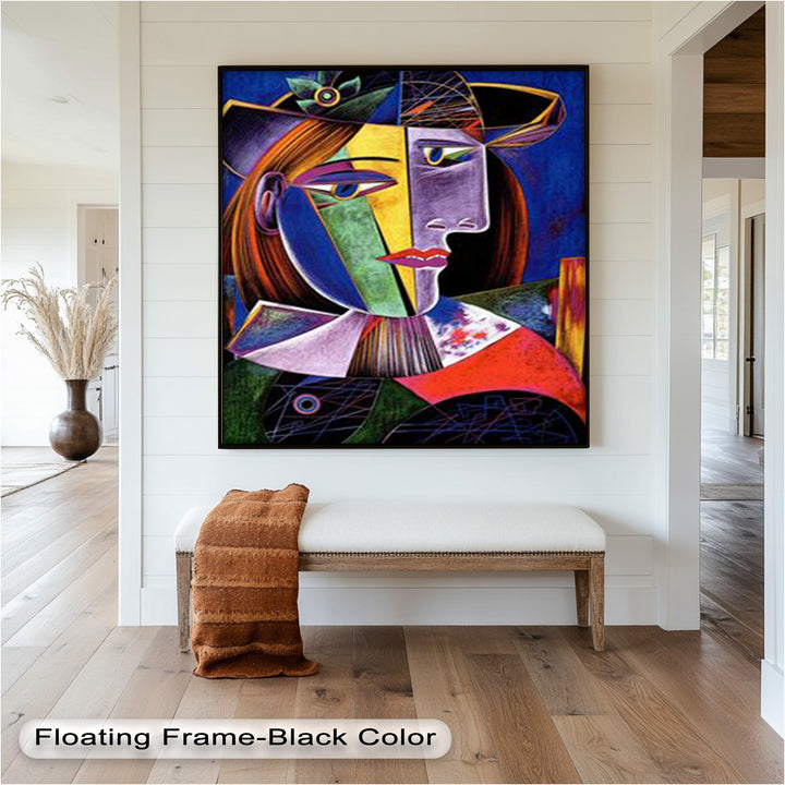 Vibrant Woman with a Flower Hat – Picasso Oil Painting