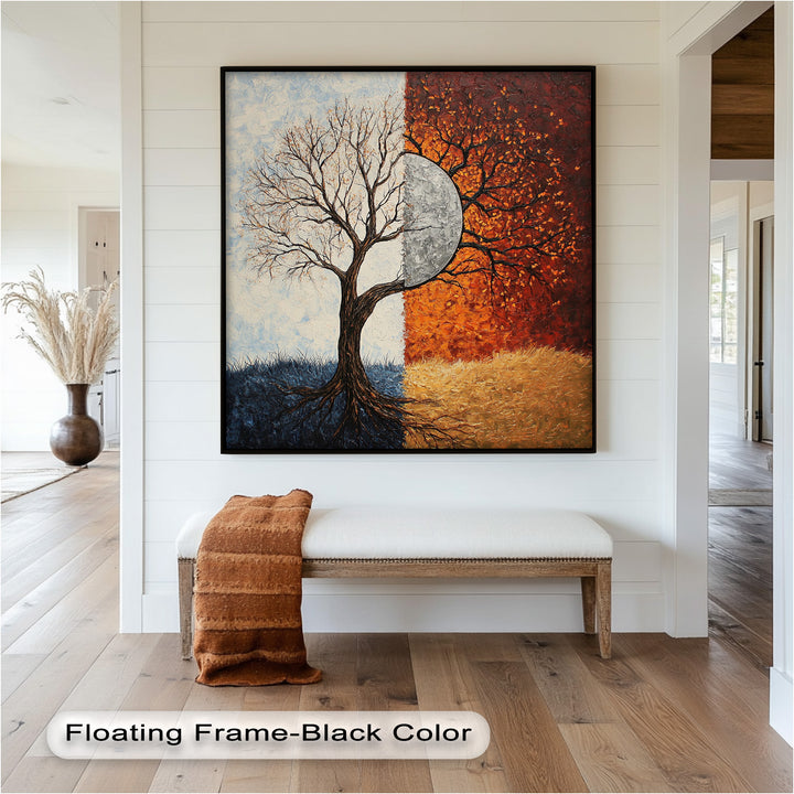 Duality of Seasons – Abstract Tree Oil Painting