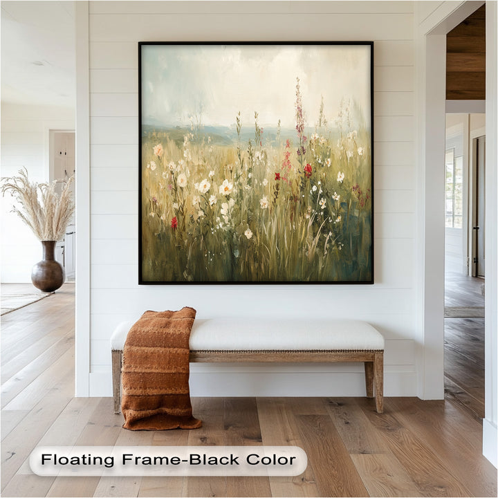 Nostalgic Feel – Serene Wildflower Oil Painting