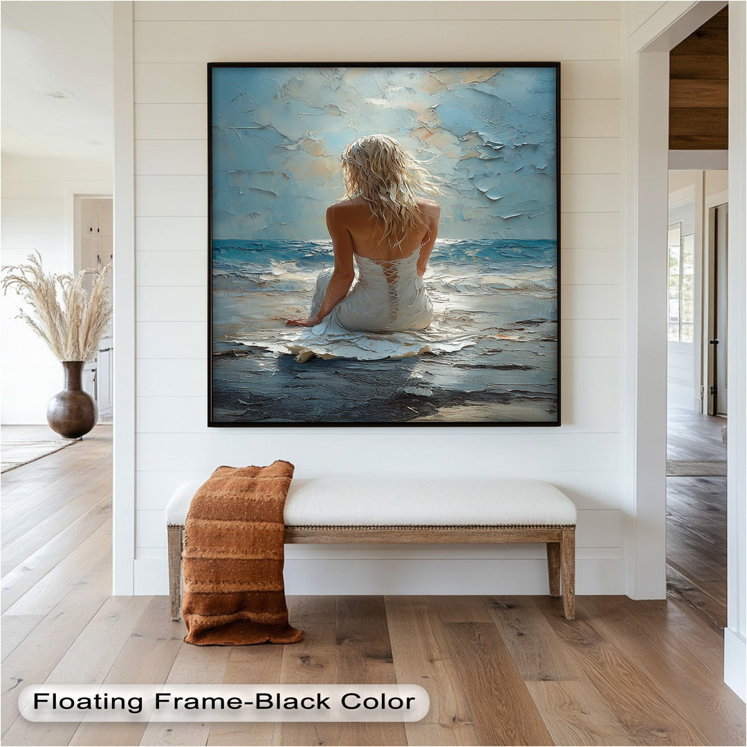 Whispers of the Tide – Serene Ocean Abstract Oil Painting