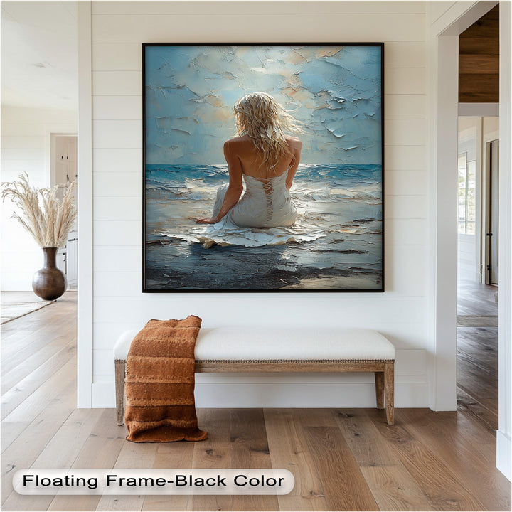 Whispers of the Tide – Serene Ocean Abstract Oil Painting