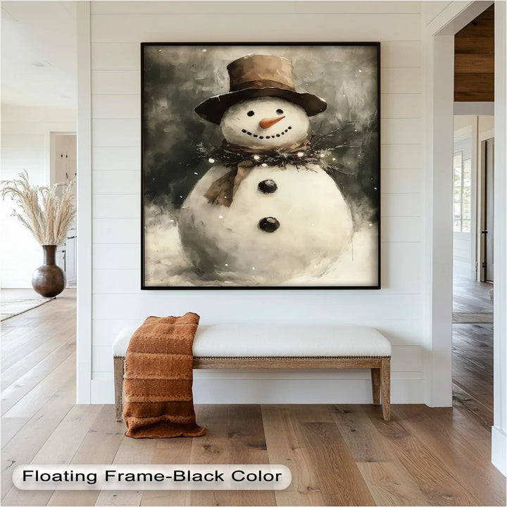 Frosty Cheer – Snowman in Winter Wonderland Oil Painting - MyPhotoStation