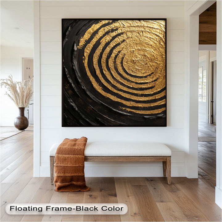 Golden Ripple Radiance – Luxuriöses abstraktes Ölgemälde