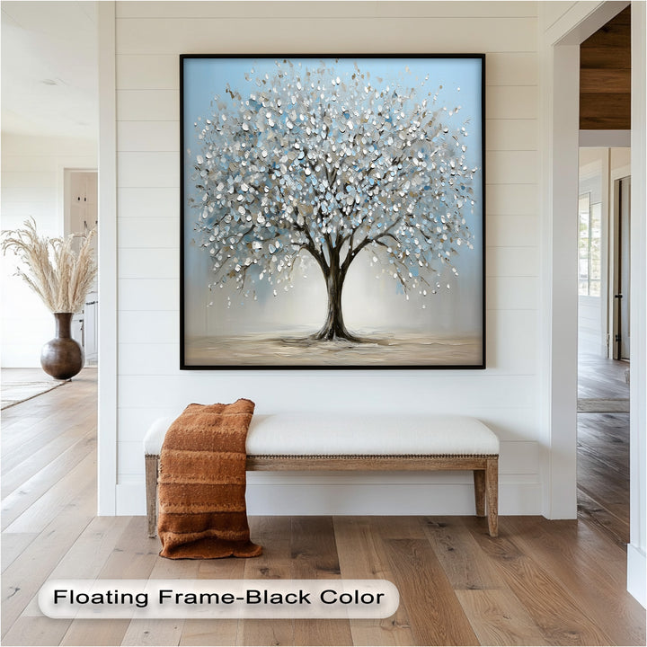 Snowflower Tree – Modern Framed Oil Painting