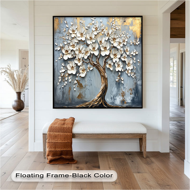 Golden Blossom Tree – Floral Oil Painting