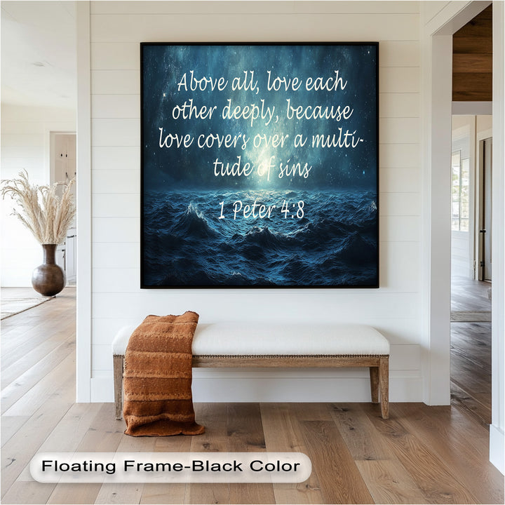 1 Peter 4:8 – Love and Forgiveness Bible Verse Oil Painting