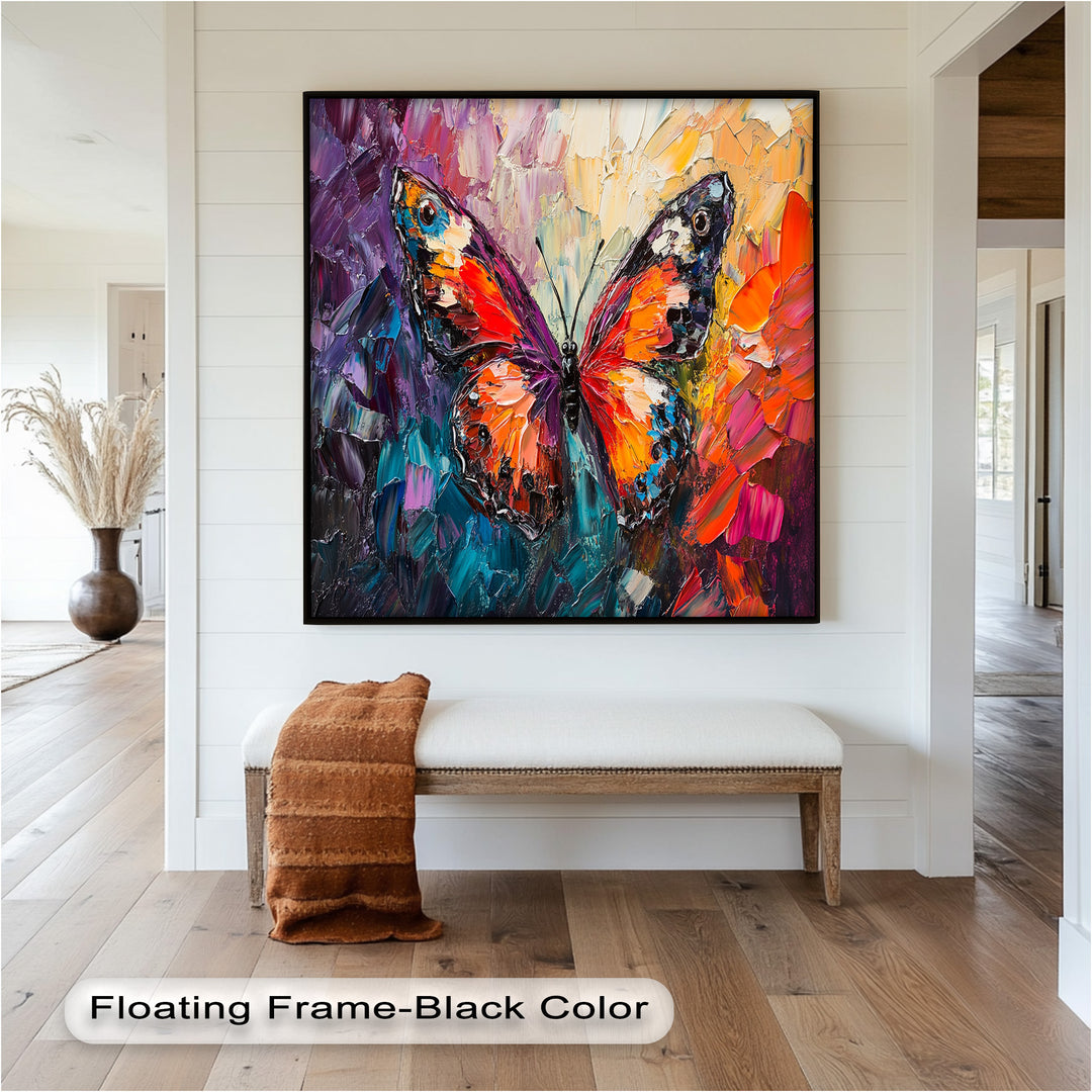Radiant Butterfly in Blooming Spectrum - Animal Oil Painting