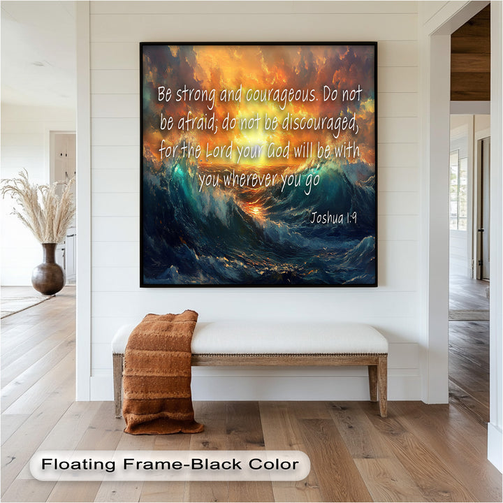 Joshua 1:9 – Courage & Strength Bible Verse Oil Painting