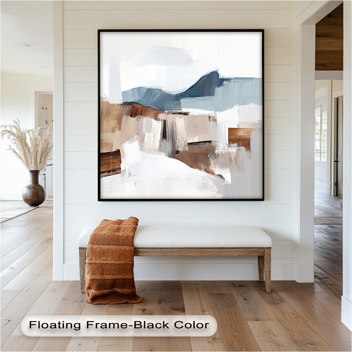 Muted Horizon Layers – Mountain Landscape Abstract Oil Painting