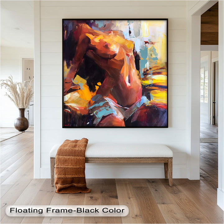 Ember Silhouette – Bold Abstract Nude Oil Painting