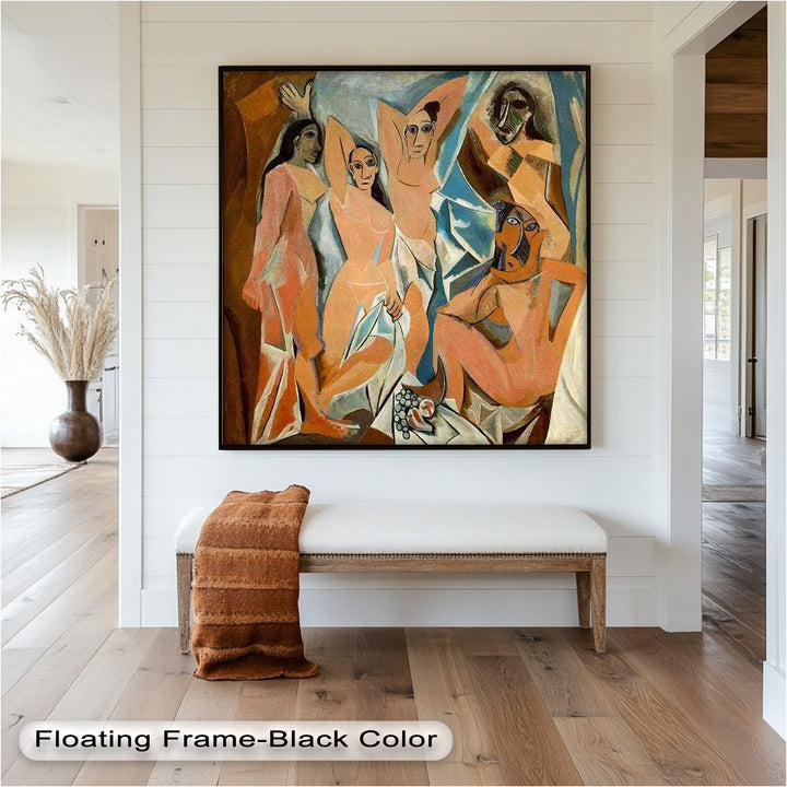 Echoes of Les Demoiselles – Picasso-Inspired Cubist Nude Figures Oil Painting