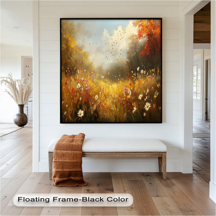 Flowers and Stream – Vibrant Autumn Oil Painting