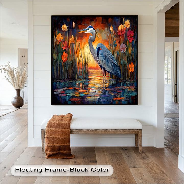 Heron at Sunset  – Animal Oil Painting