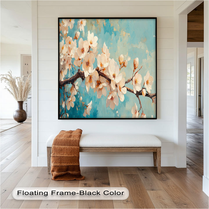 White Cherry Blossoms Wall Art – Floral Oil Painting