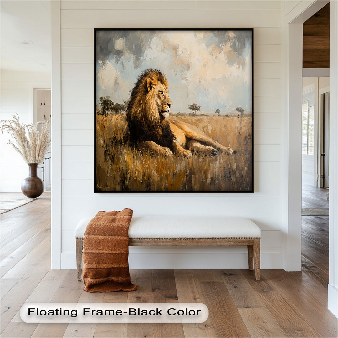Majestic Serengeti King – Regal Lion Oil Painting