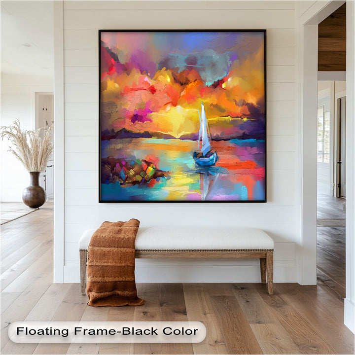Ambesonne Head Scarf – Vibrant Seascape Oil Painting