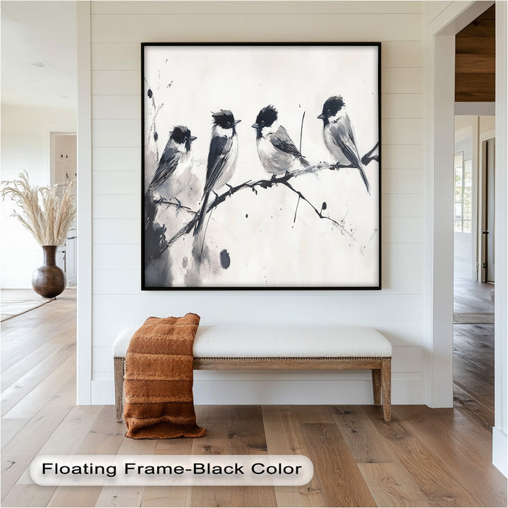 Monochromes Quartett – Vogel-Ölgemälde