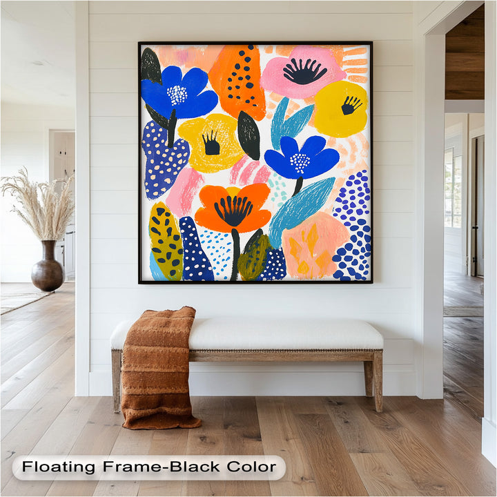 Bold Blooms in Boho Garden – Fauvist Floral Oil Painting