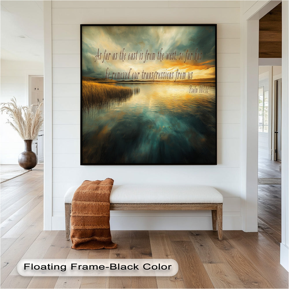 Spiritual artwork of Christ in a golden seascape.
