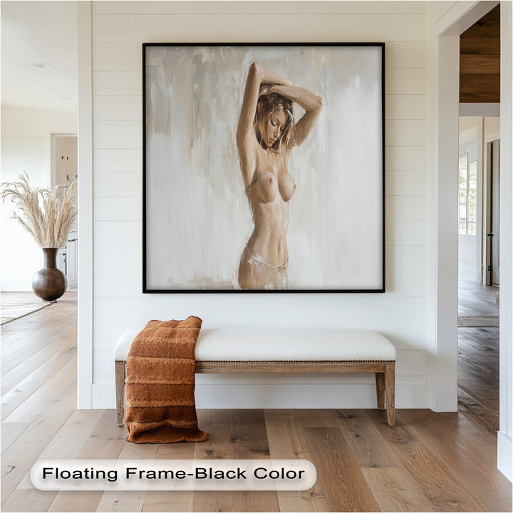 Still Grace – Serene Nude in Soft Neutral Oil Painting