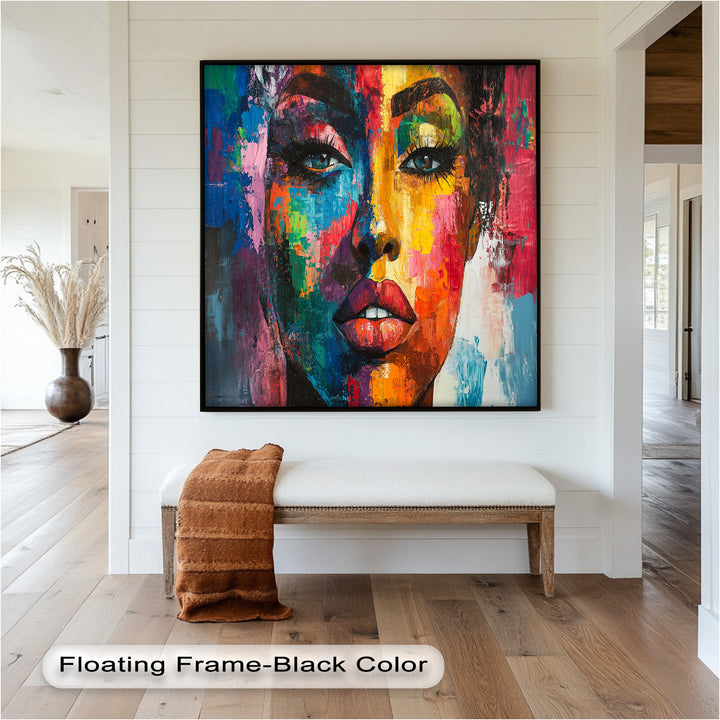 Color Reign – Vibrant Female Portrait Abstract Oil Painting
