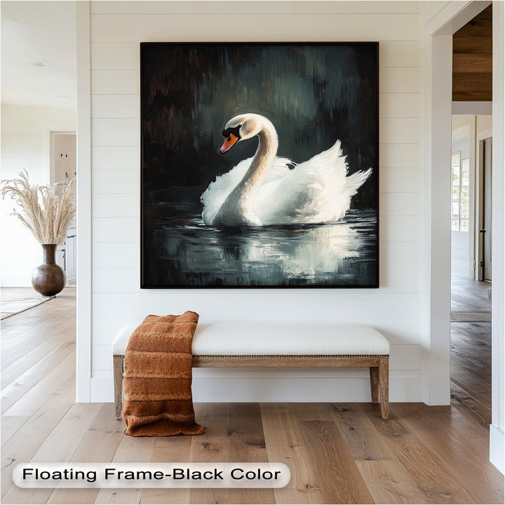 Solitary Grace – White Swan Oil Painting